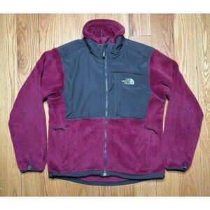 North Face Fuchsia Pink Gray Denali Fleece Full Zip Jacket Polartec Women Medium